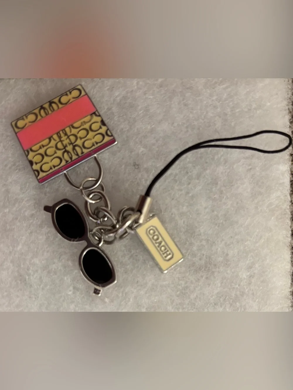 Coach Pink & Yellow Enamel Phone/Key/Bag Charm
